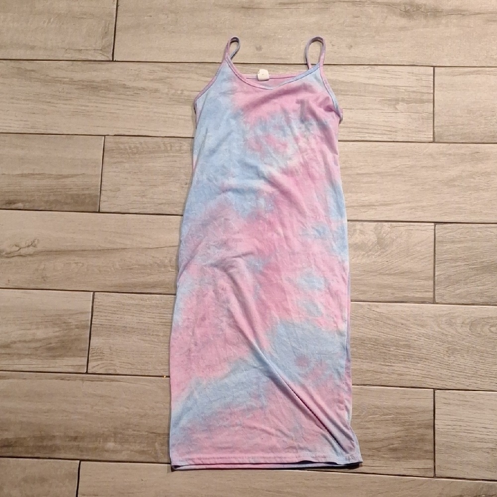 🍁SHEIN Pastel Tie-Dye Spaghetti Strap Maxi Dress 🐠